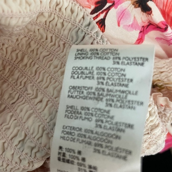 Anthropologie Floral Blouse Size XS/S Smocked Puff Long Sleeve Cotton - Picture 10 of 11